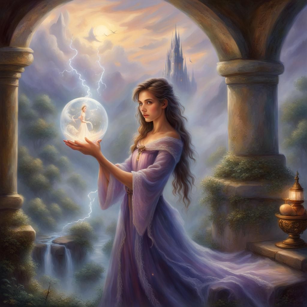 Ethereal Sorceress in a Magical Realm