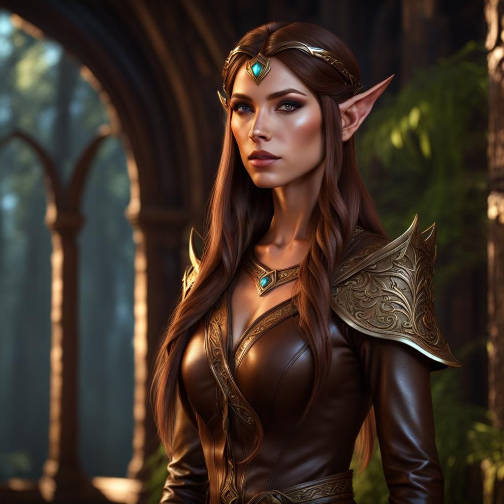 Fantasy Wood Elf Ranger in Detailed Matte Painting
