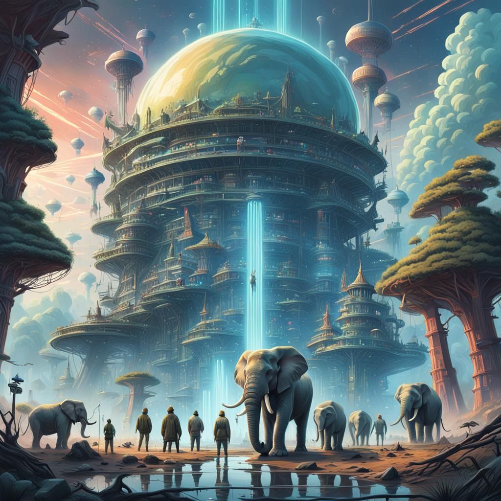 Harmonious Tower of Life: A Fantasy Concept Art