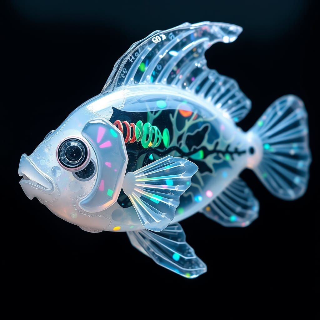 Crystal Opal Angler Fish in Vibrant Anime Style