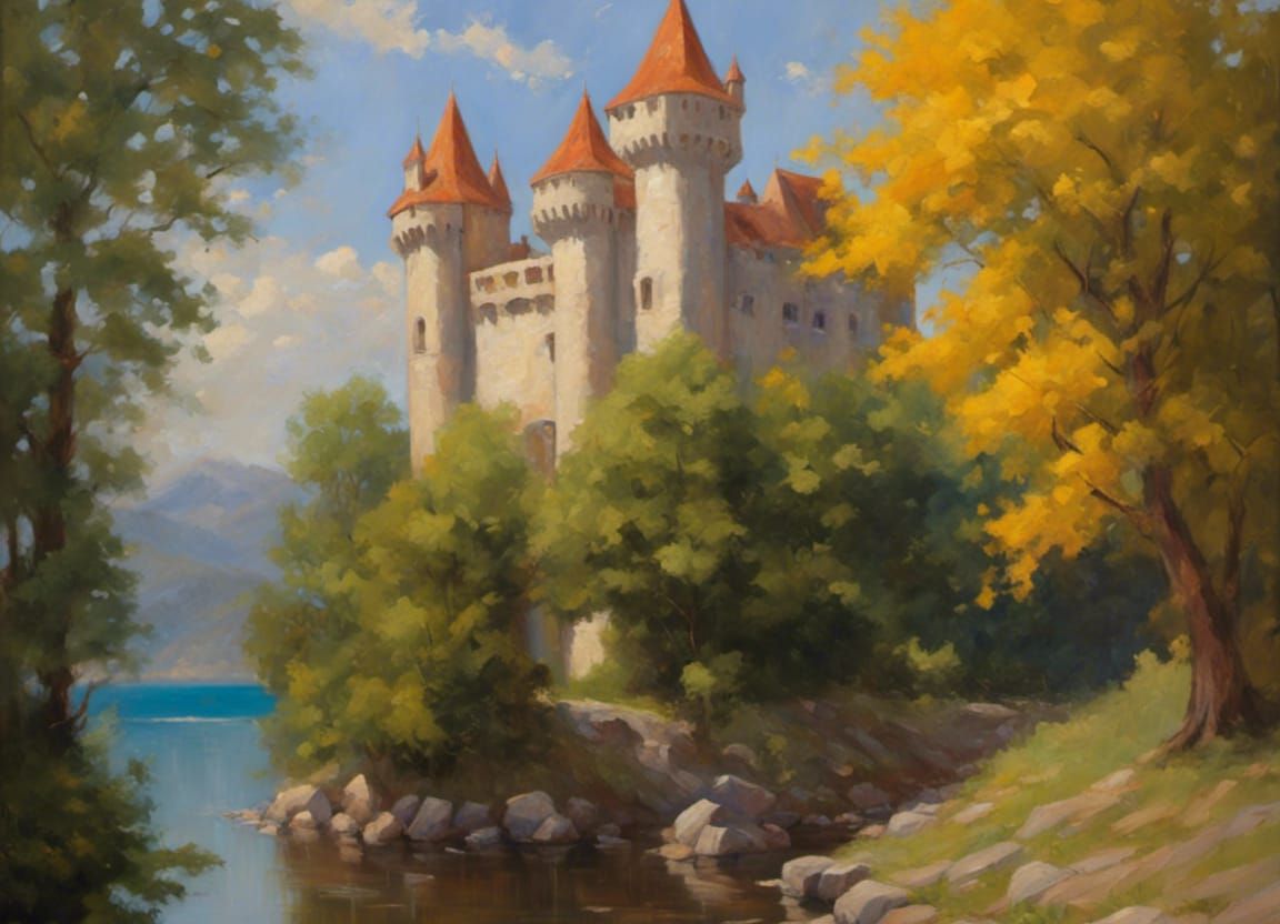 Dream Castle: Detailed Oil Painting by Gurney Style