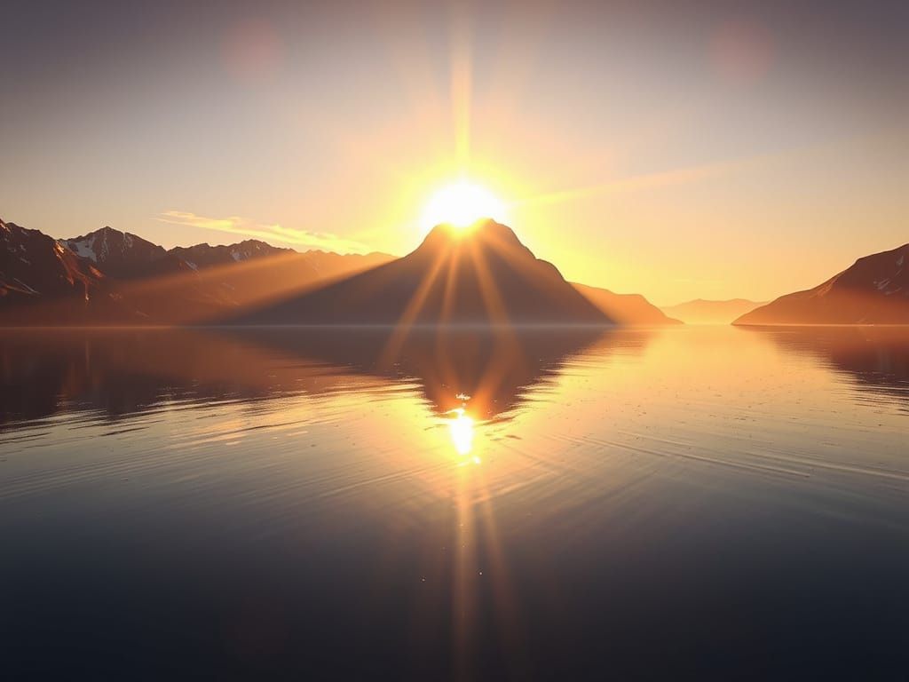 Serene Mountain Lake at Sunset in Hyper-Realistic 3D