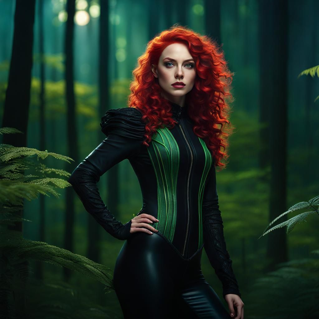 Fantasy Woman in Forest Clearing, Detailed Matte Painting