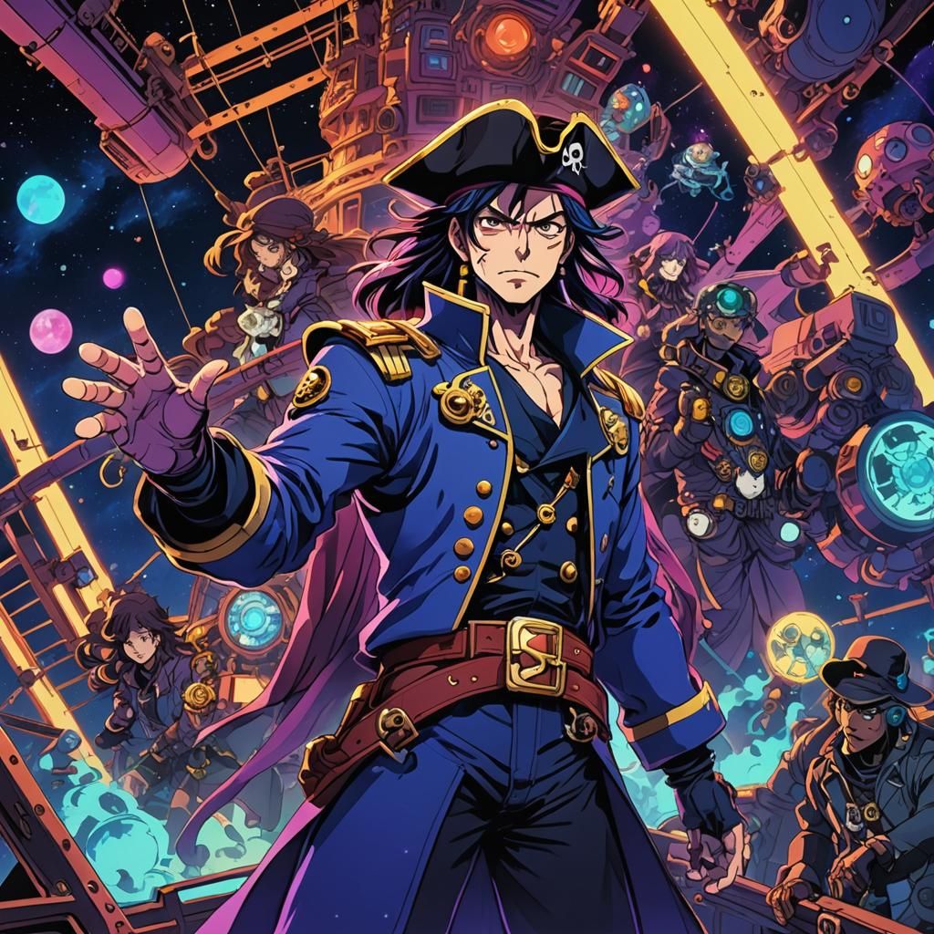 Anime Pirate Captain in Space Opera Style