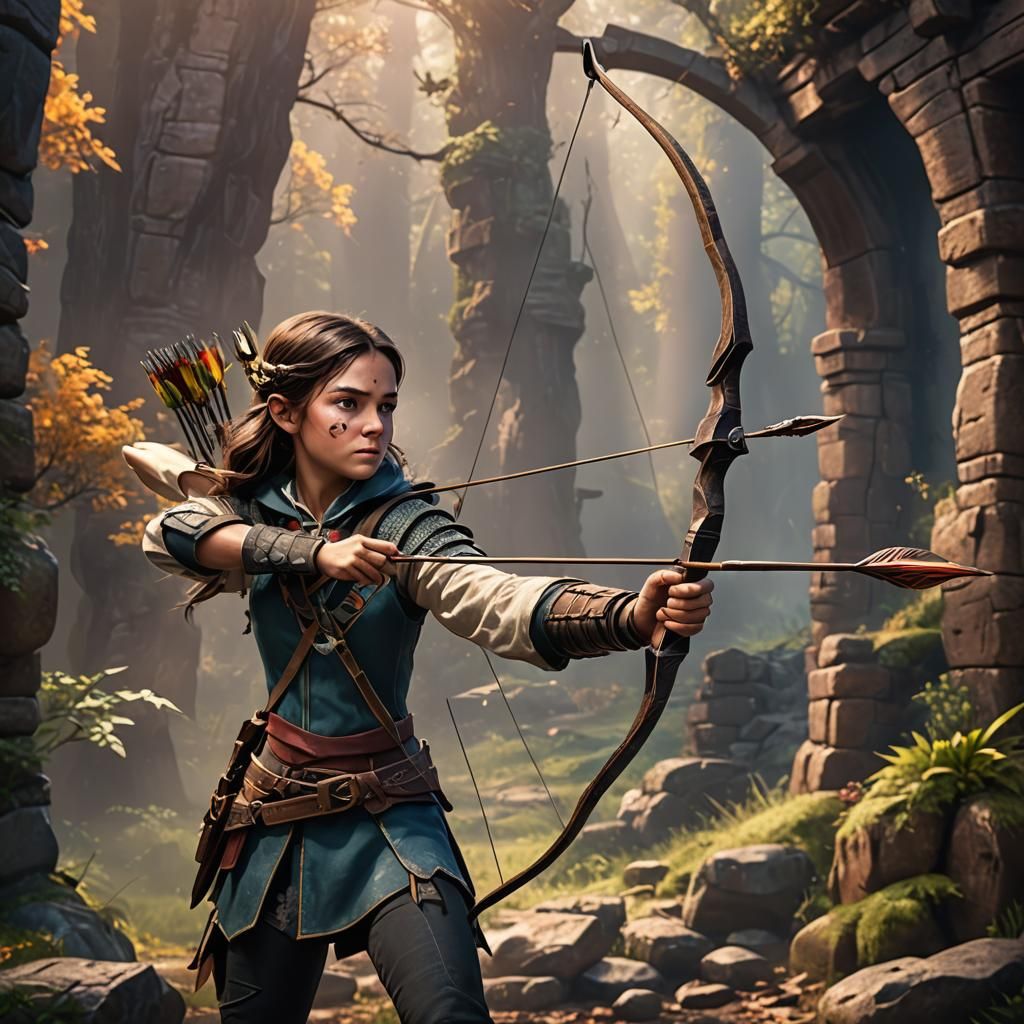 Girl Archer Hits Bullseye in Fantasy Art