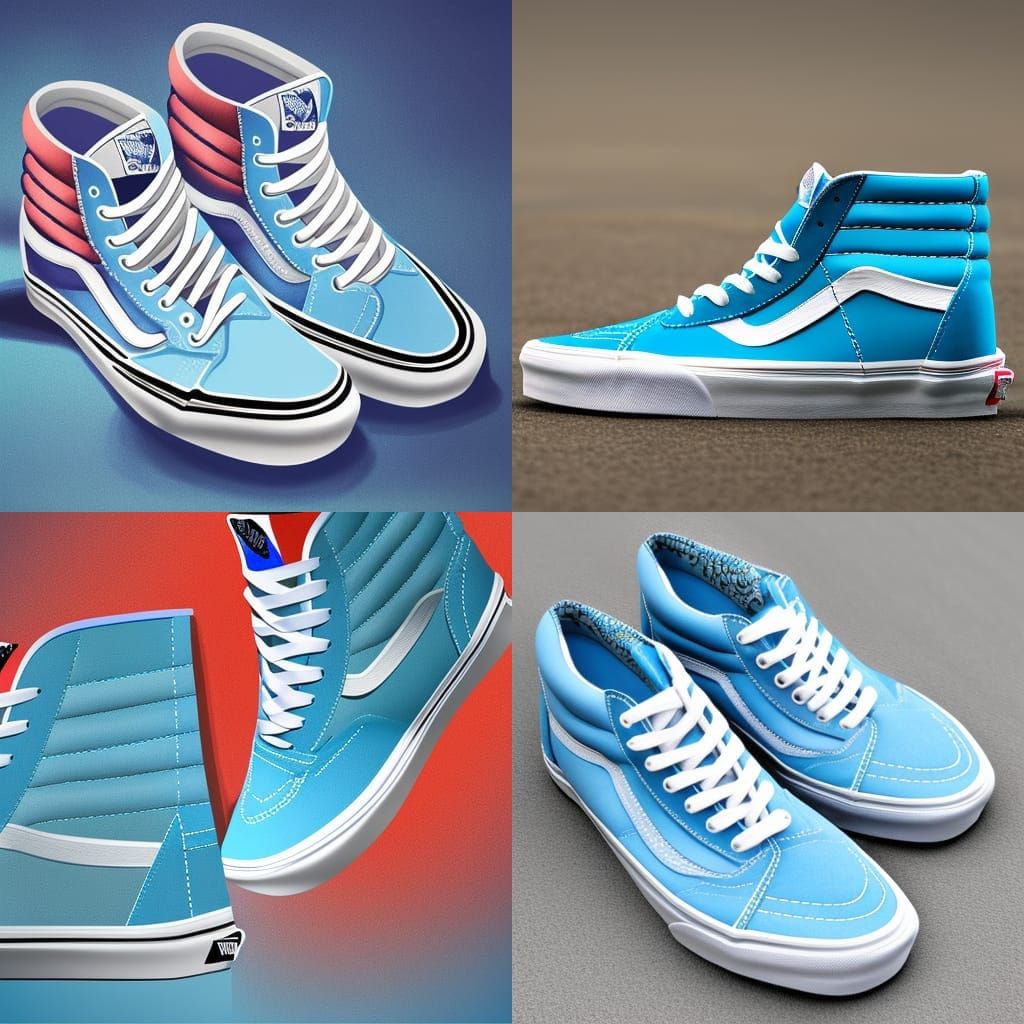 Light Blue Vans Sneakers in Splash Art Style