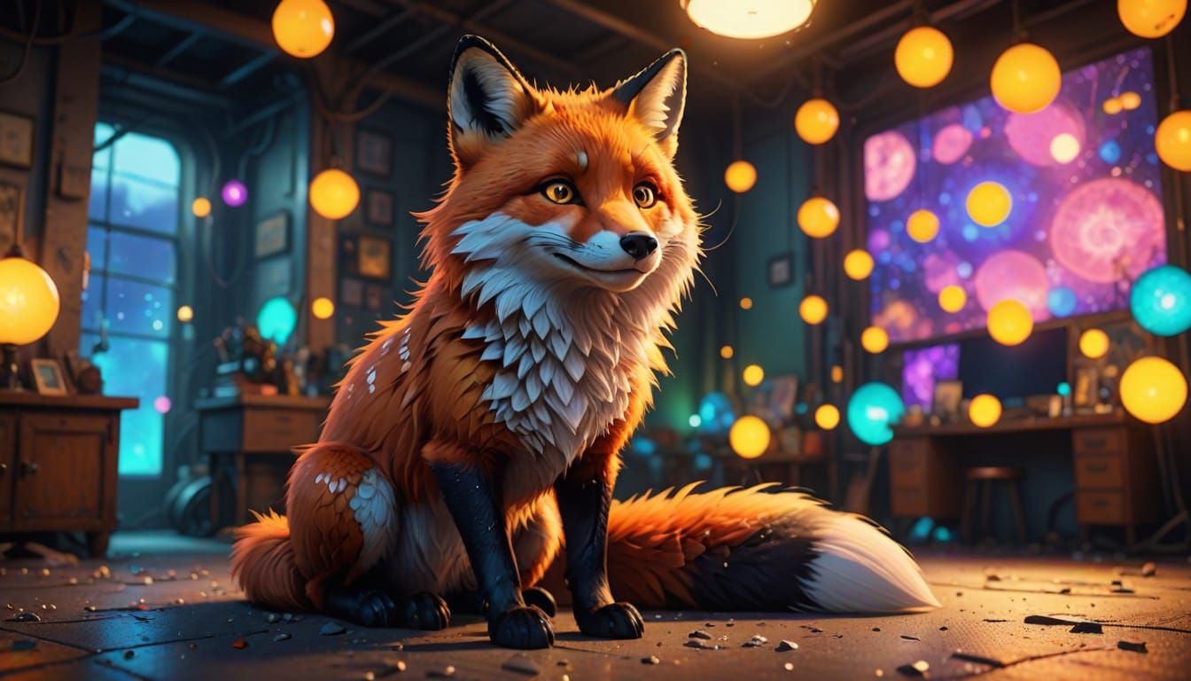 Whimsical Fox in High Heels, Pixar-Style Digital Art