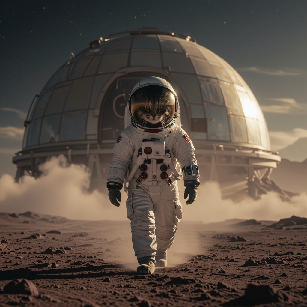 Astronaut Cat on Venus, Cinematic Film Still