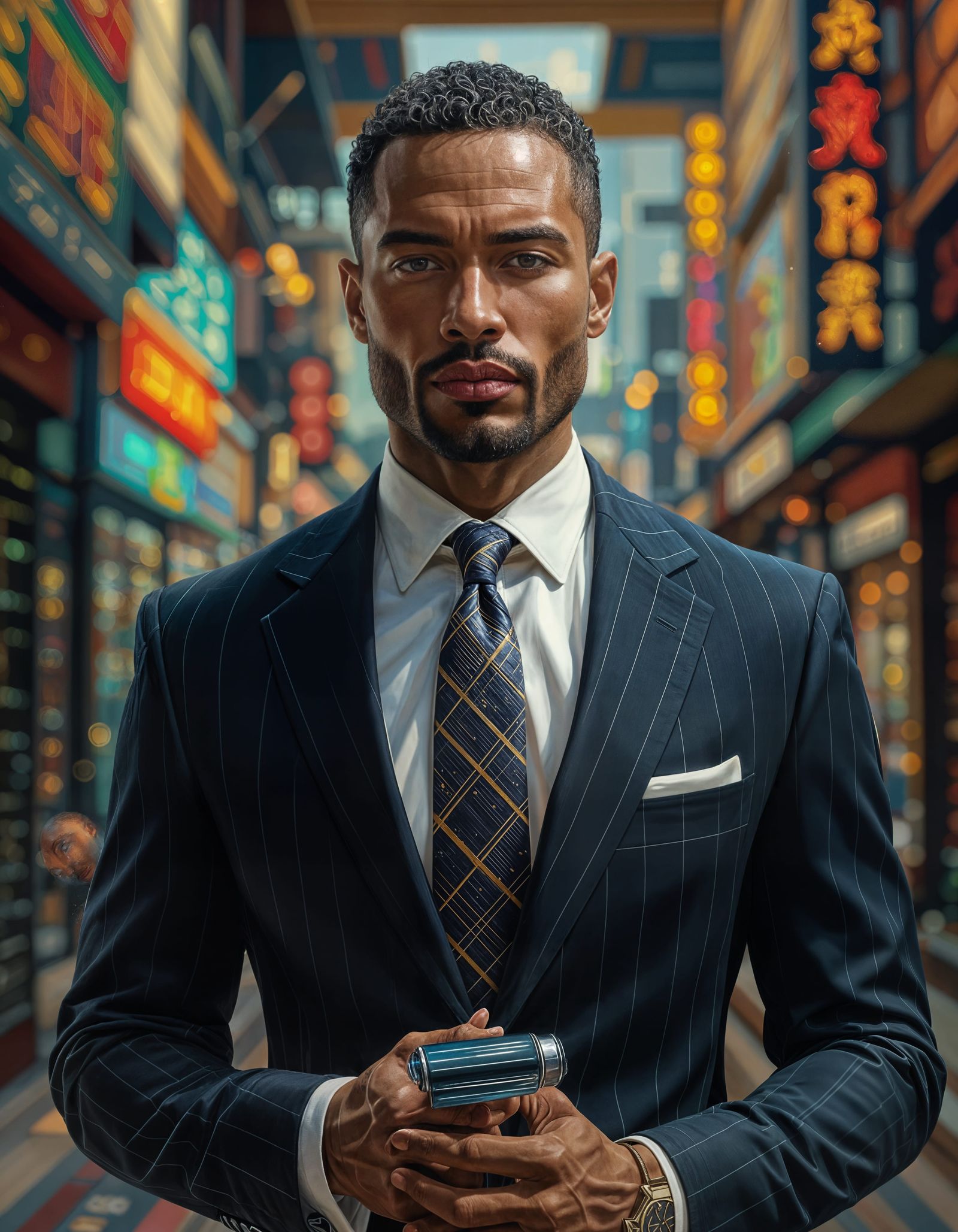 Hyperrealistic Full Body Portrait of a Mixed-Heritage Man
