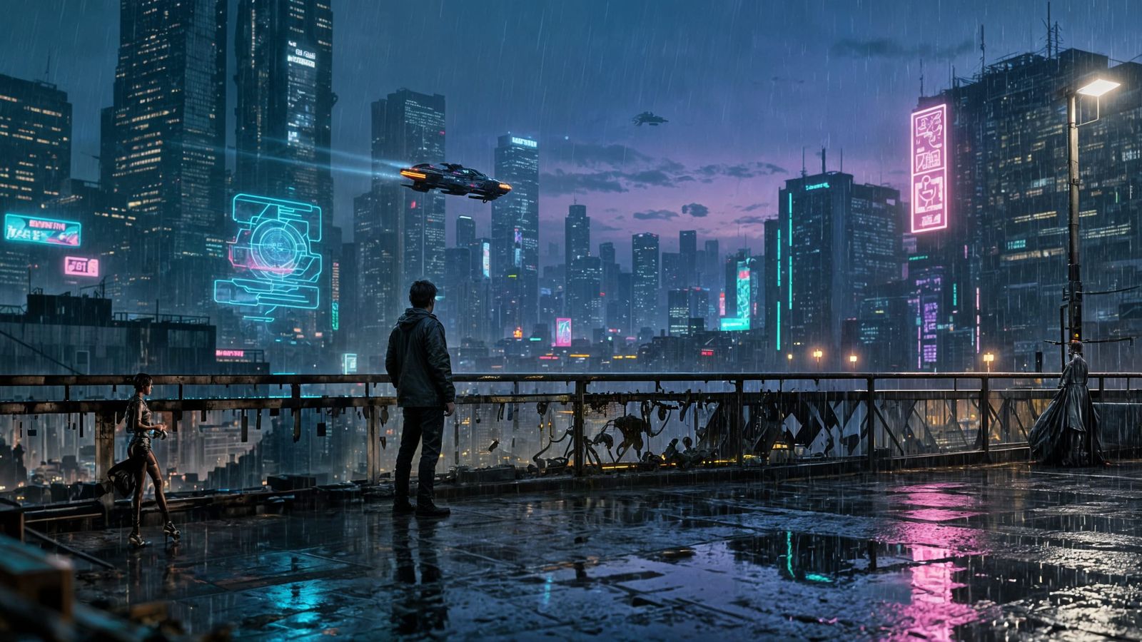 Cyberpunk Cityscape at Dusk in Cinematic Realism