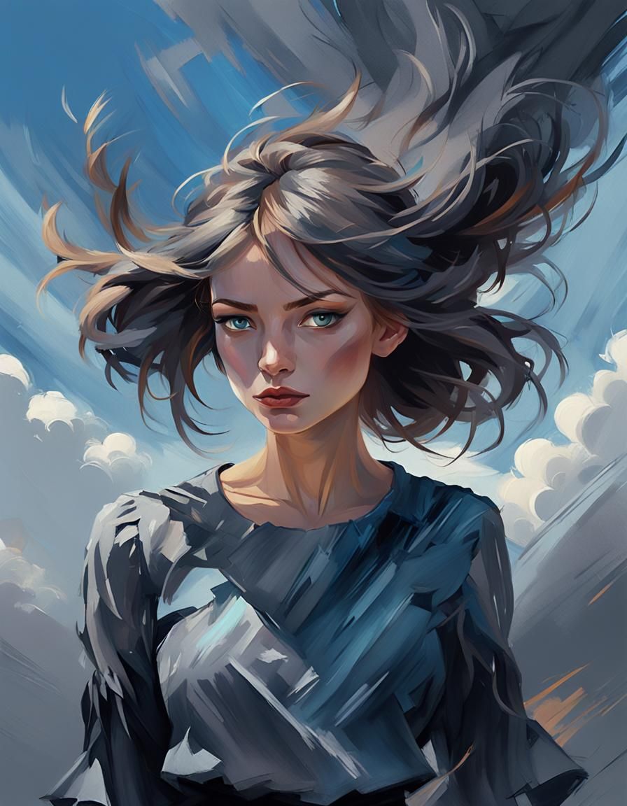 Fantasy Portrait: Young Woman in Impressionistic Style