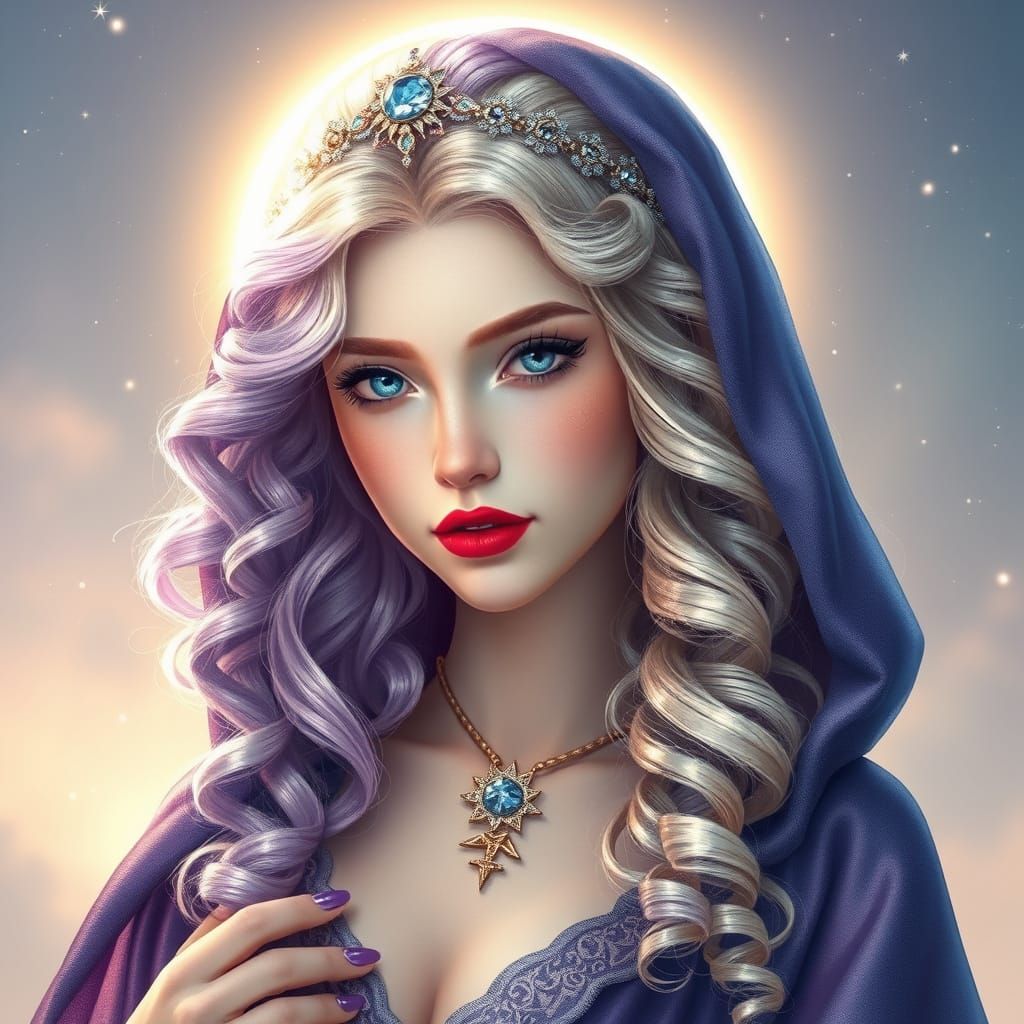 Ethereal Princess of the Galaxy in a Delicate Halo of Light