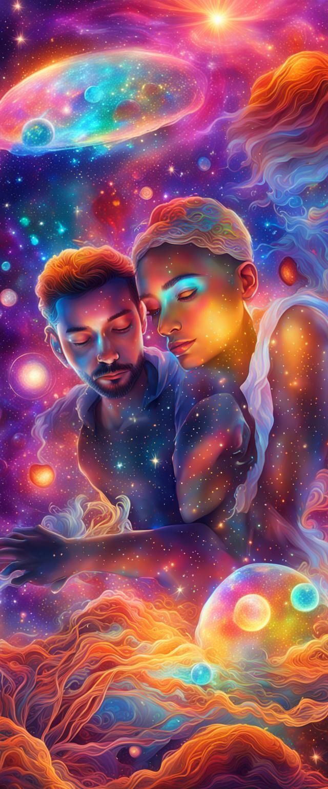 Cosmic Love in Holographic Astral Illustration