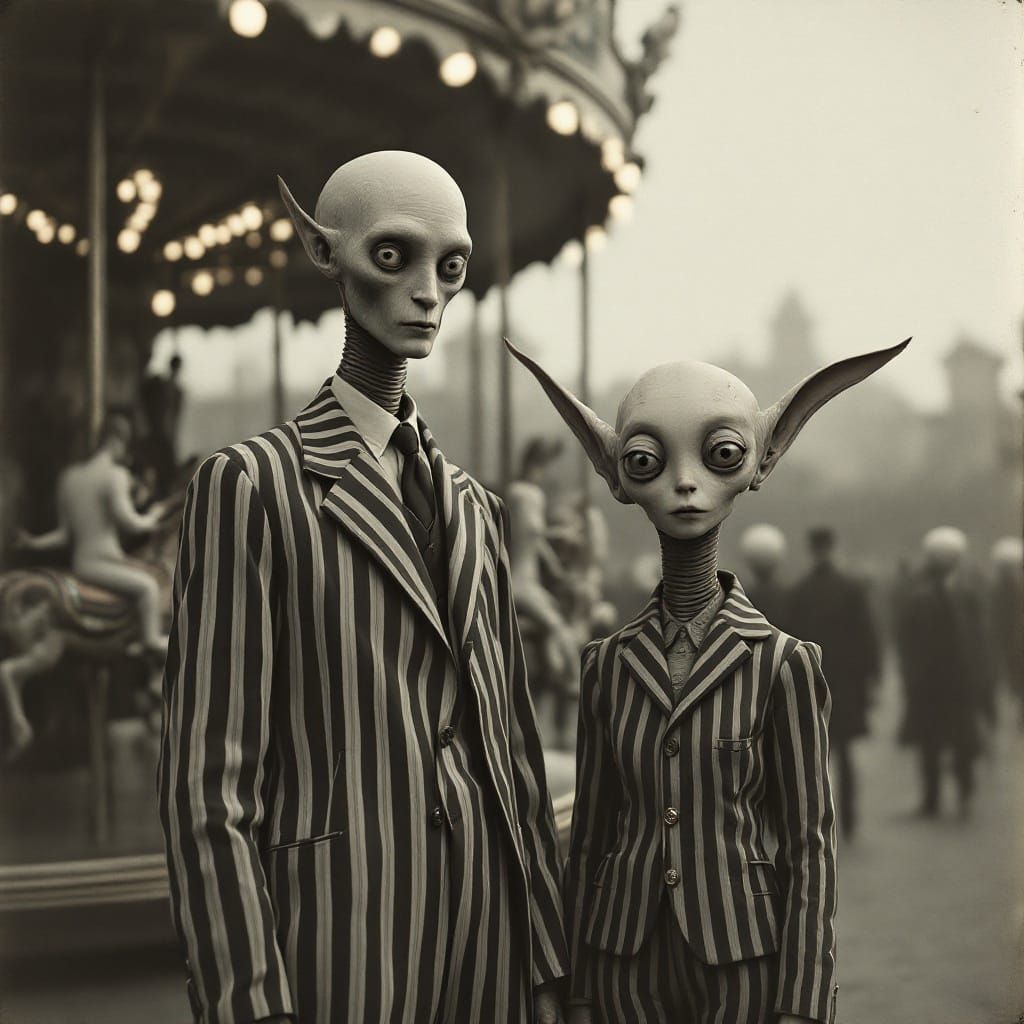 Eerie 20th Century Style Image of Odd Couple