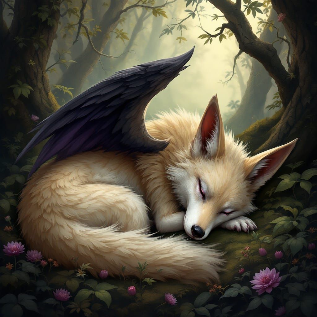 Whimsical Fantasy Creature in a Lush Forest Scene