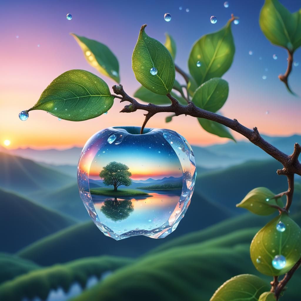 Diamond Apple at Dawn with Starry Universe