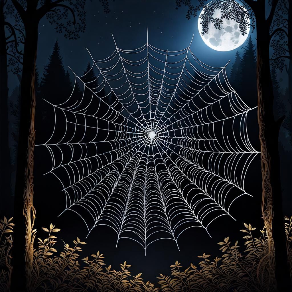 Filigree Spider Web Mandala Under Moonlight