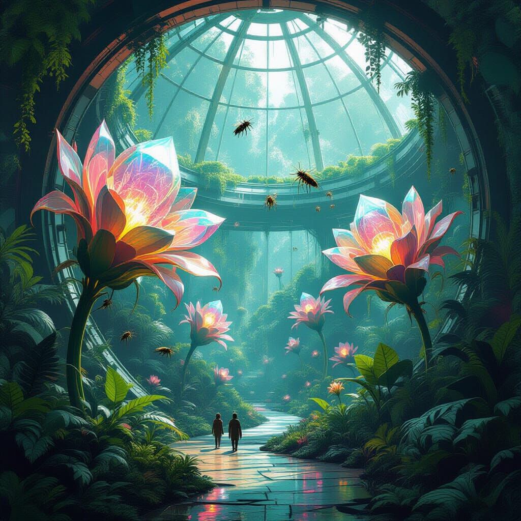 Alien Jungle Biodome in Retro-Futuristic Style