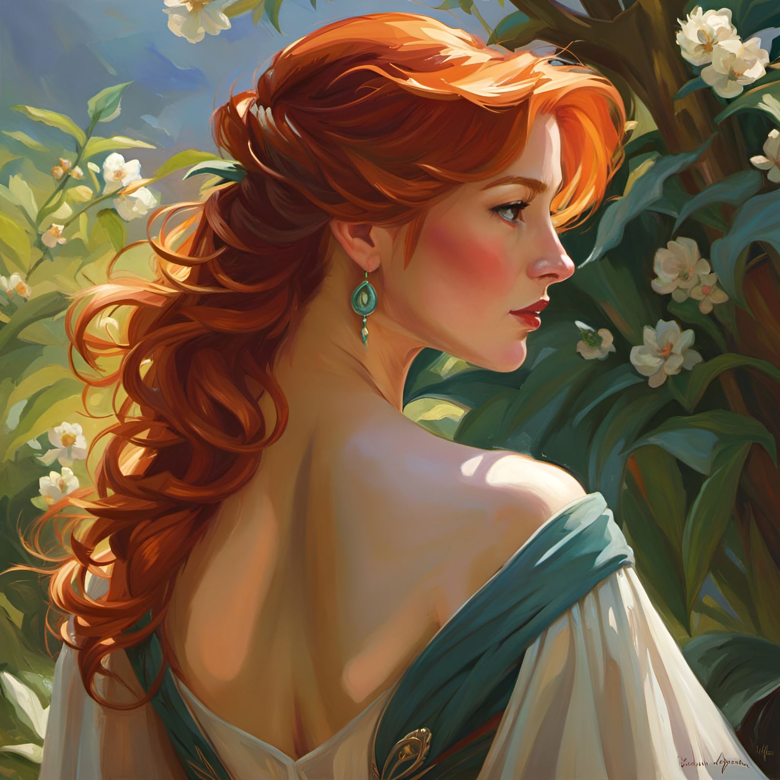 Gorgeous Redhead Portrait in Fantasy Art Style