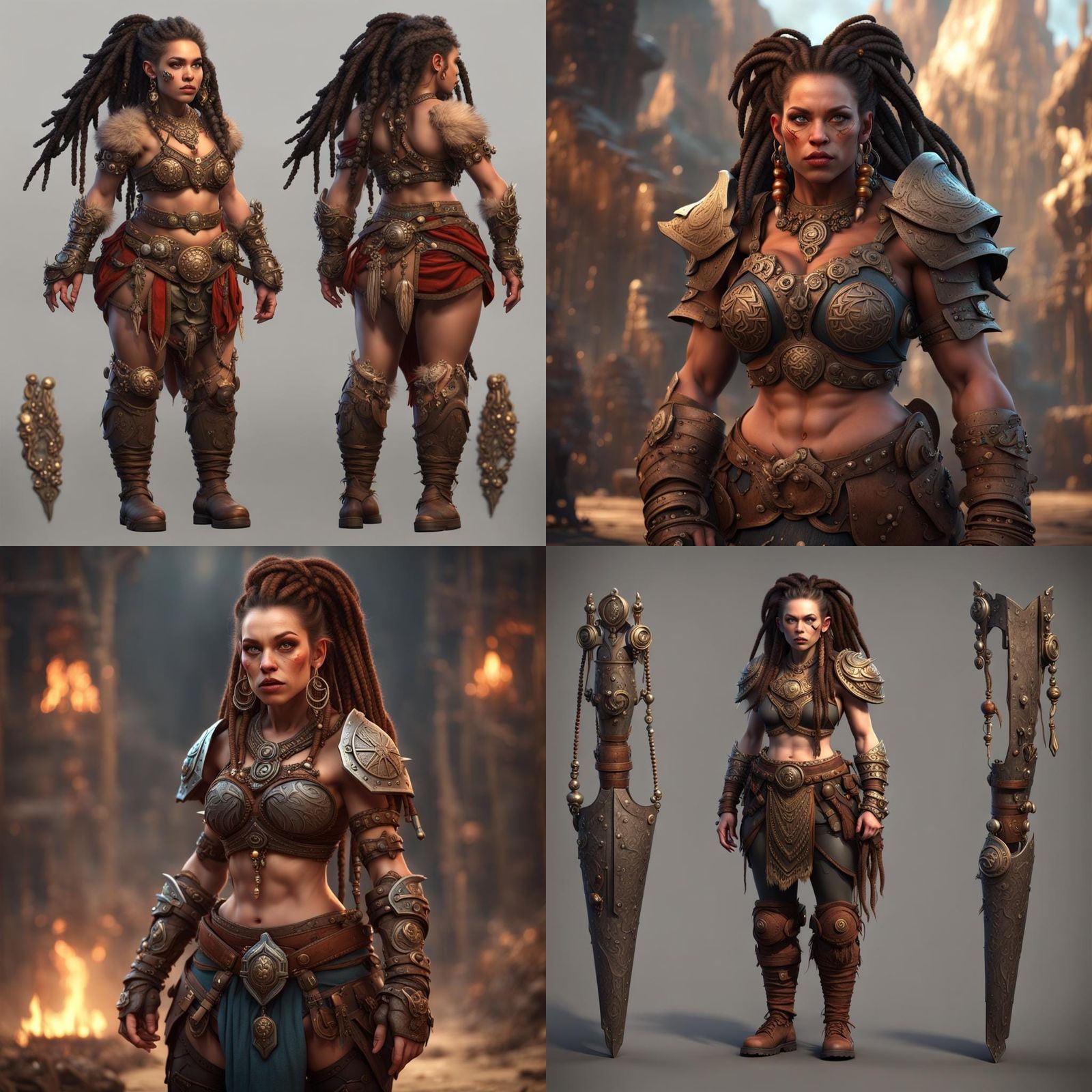 Dwarf Barbarian Woman: Detailed Fantasy Art