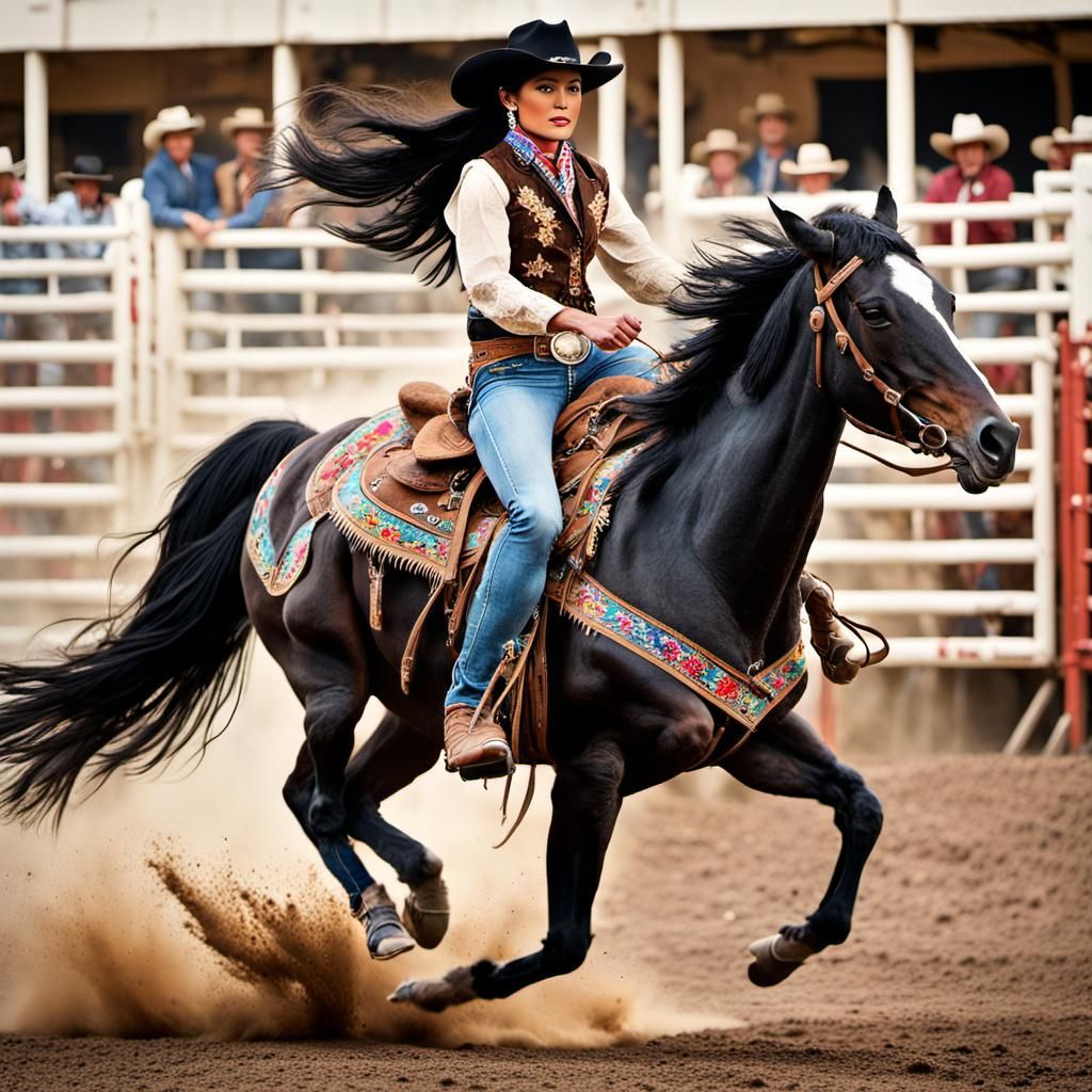 Wild West Rodeo Beauty in Art Deco Style