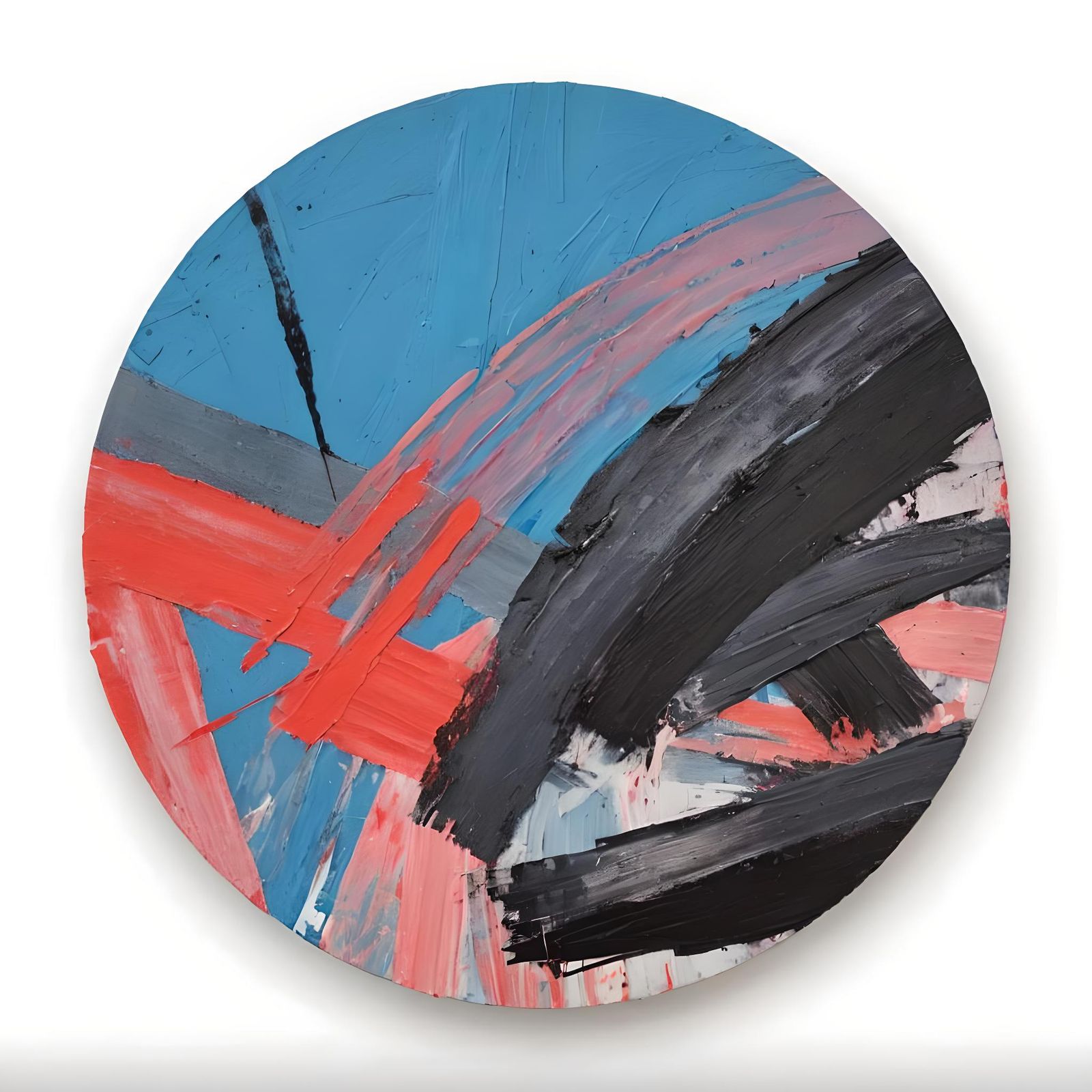 Abstract Painting with Expressive Brushstrokes in Gallery