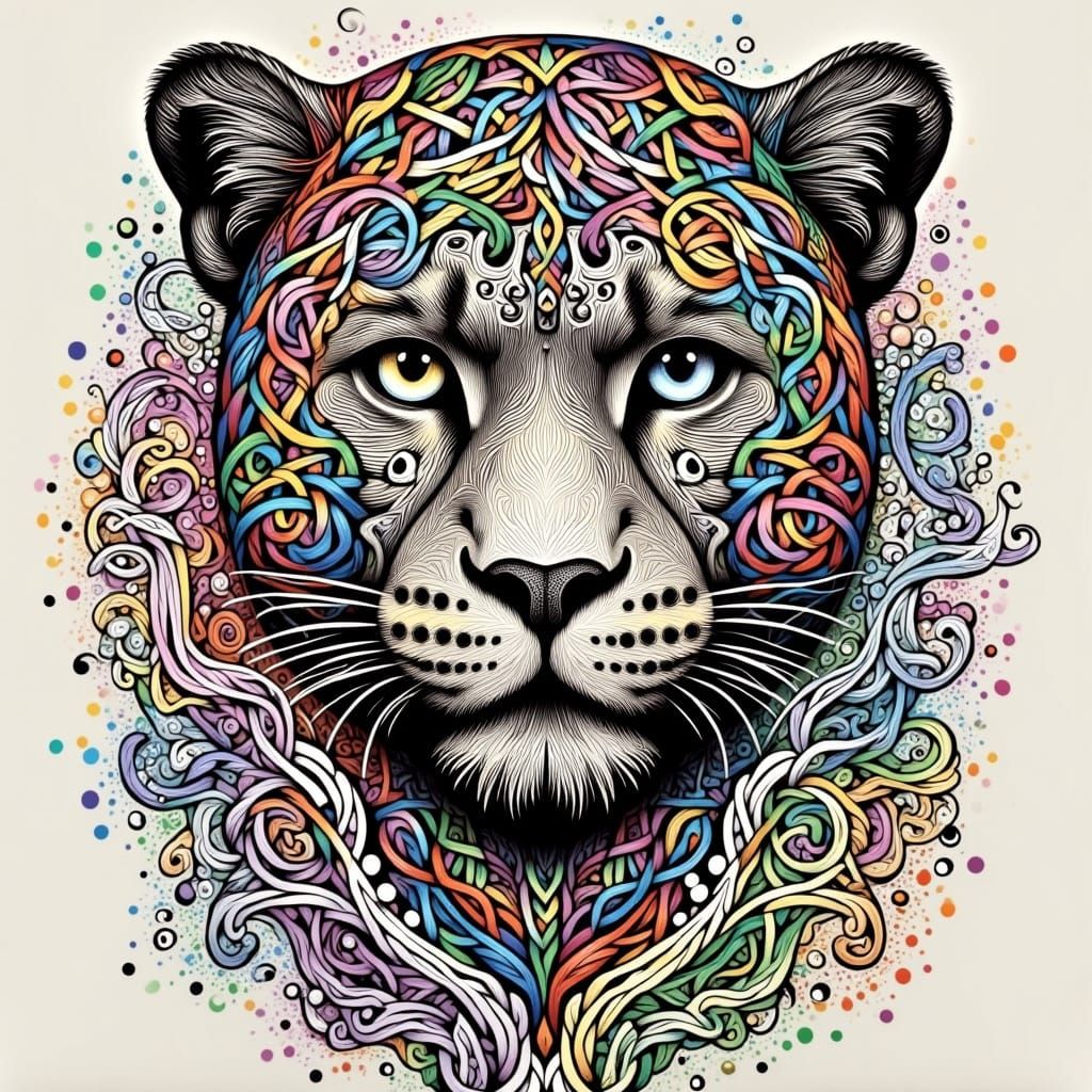 Leopard in Intricate Knotwork Sketch Style