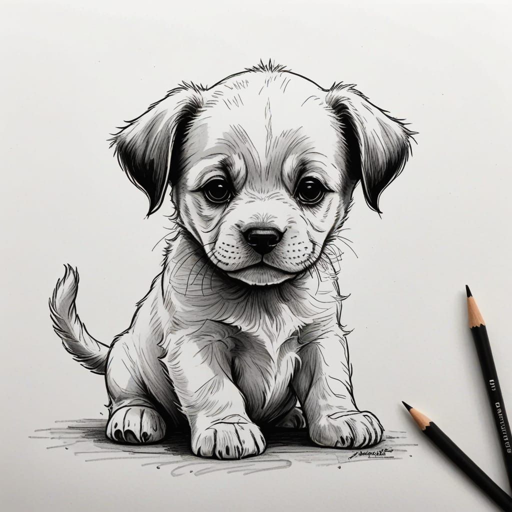 Stick puppy drawing