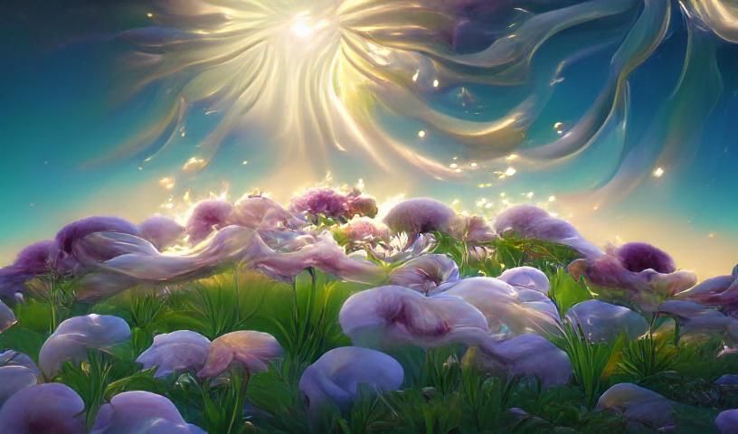 Yin Yang of Flowers in Art Nouveau Style