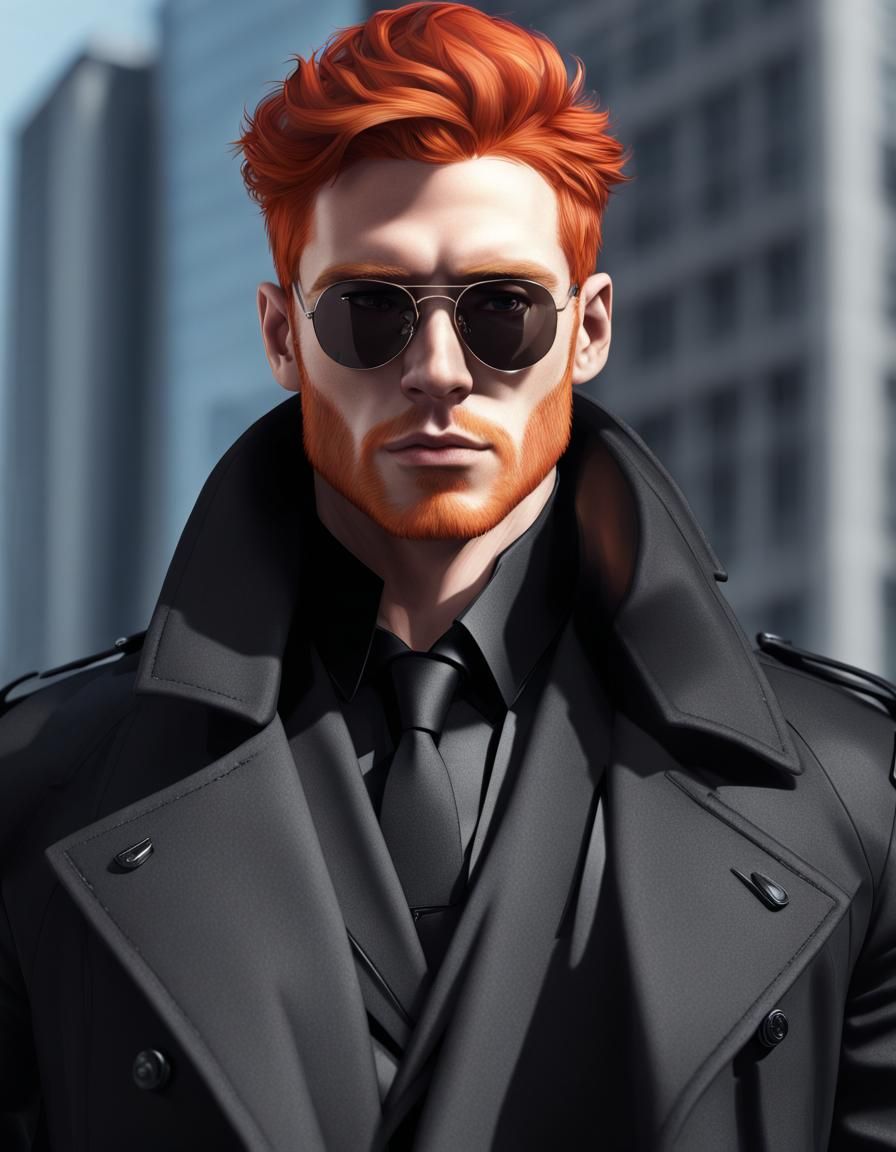 Red-Haired Spy in Black Trench Coat