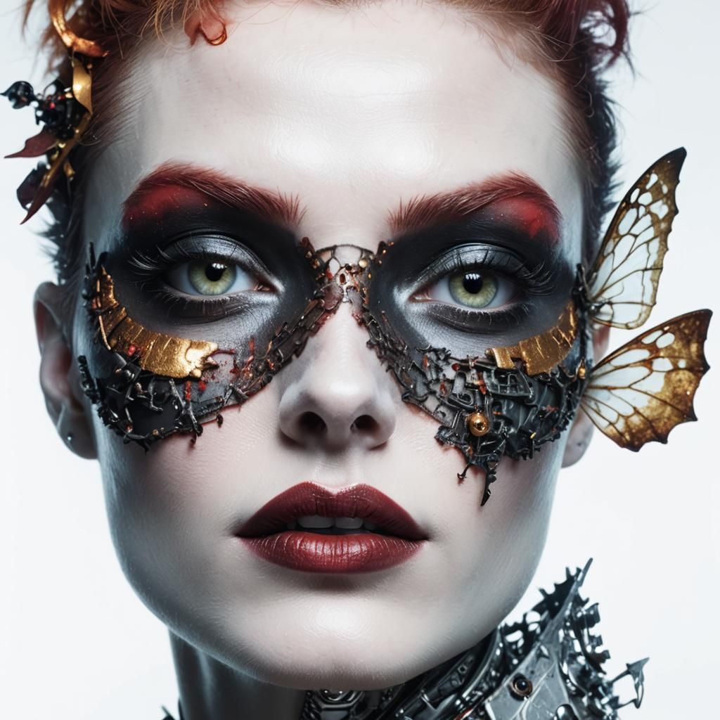 Haunting Sorceress Portrait in Gothic Steampunk Lab