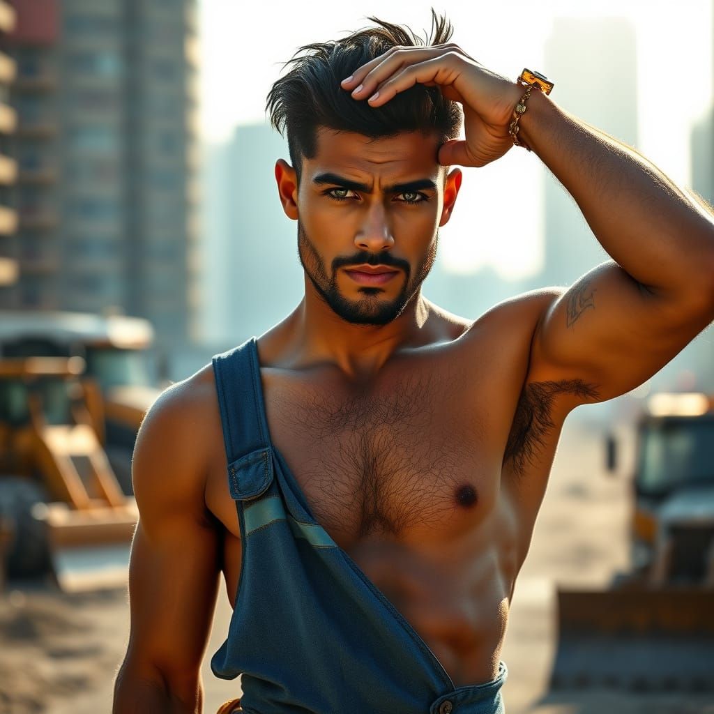 Handsome Construction Worker in the Sun, Professional Photo