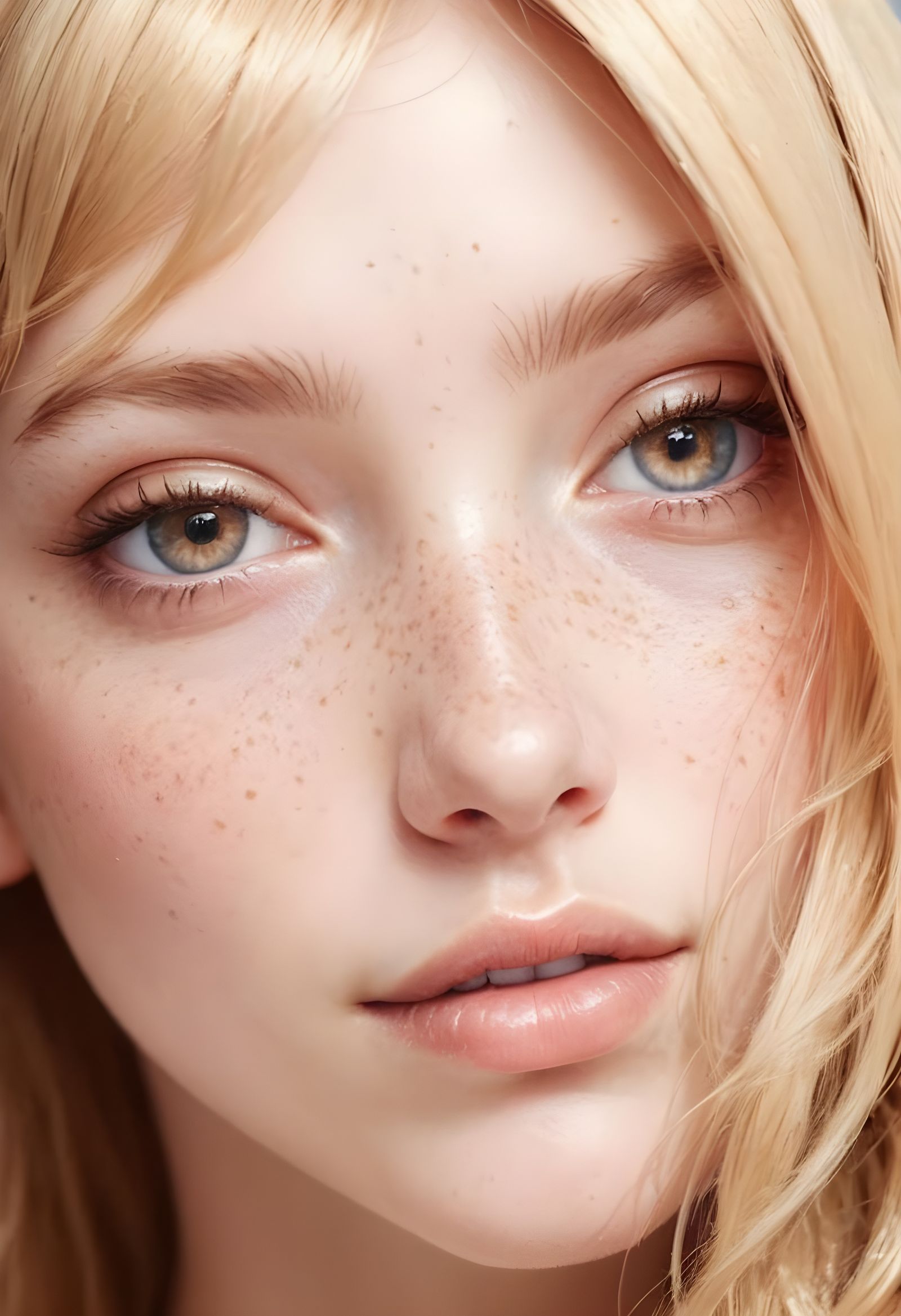 Freckled Face Close-Up: Realistic Detailed Portrait