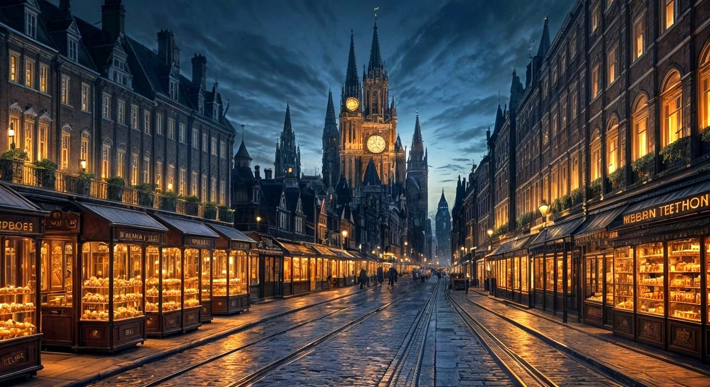 Steampunk London at Night: Gas Lamps, Steam Trams, Mechanica...