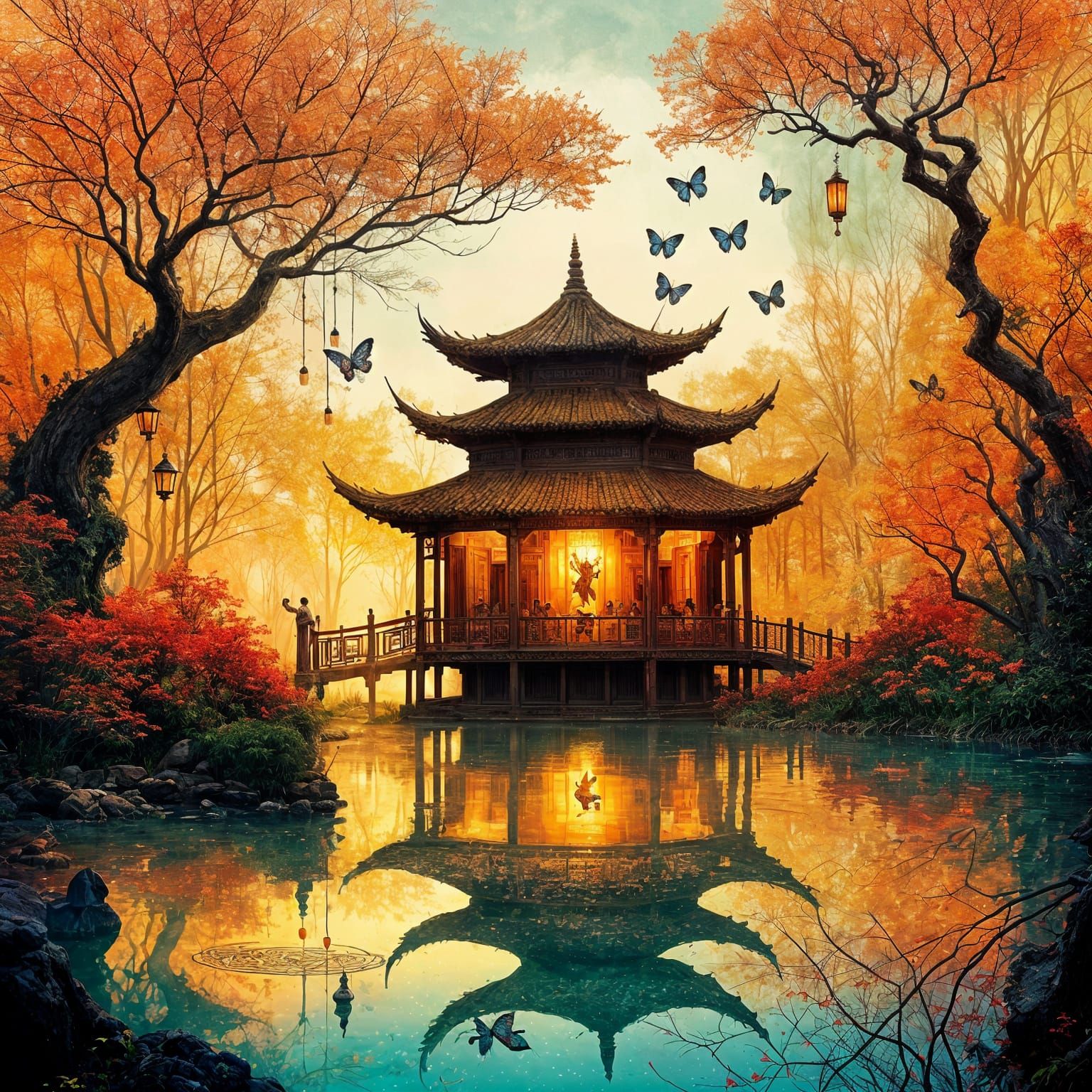 Golden Paradise Forest Ancient Chinese House