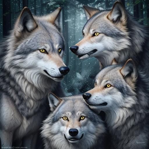 Wolves Form Heart Shape in Woods: Professional Portrait