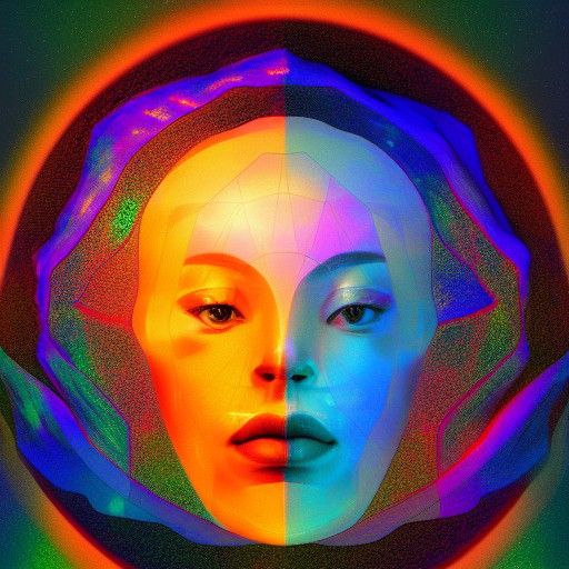 Hopeful Sunrise: Holographic Astral Cosmic Illustration