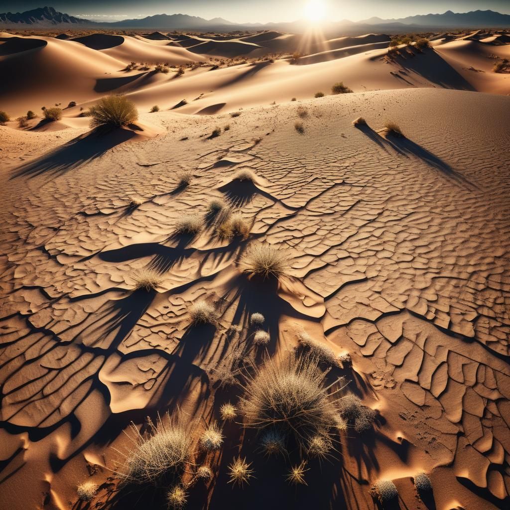 Hyperrealistic Desert Landscape in Sunlight