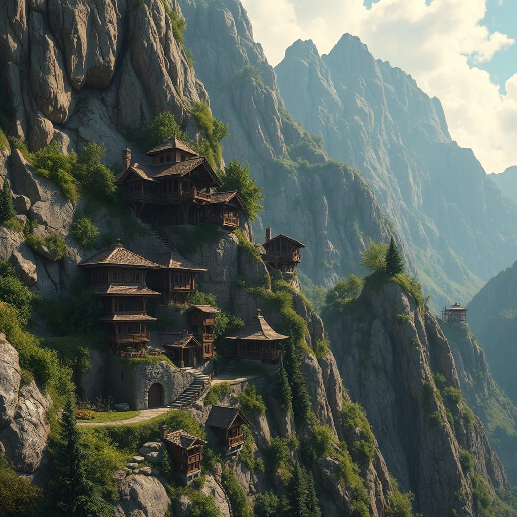 Mountain Village Blends into the Rocky Facade in a Natural H...