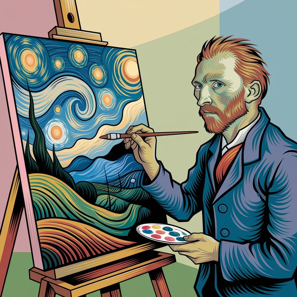 Van Gogh Paints a Dreamlike Celestial Scene