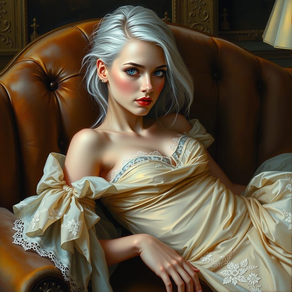 Ethereal Victorian Beauty in Oil Paint