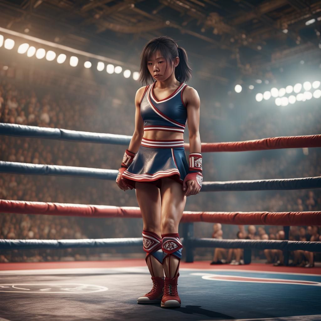 Defeated Cheerleader in Wrestling Ring: Detailed Matte Paint...