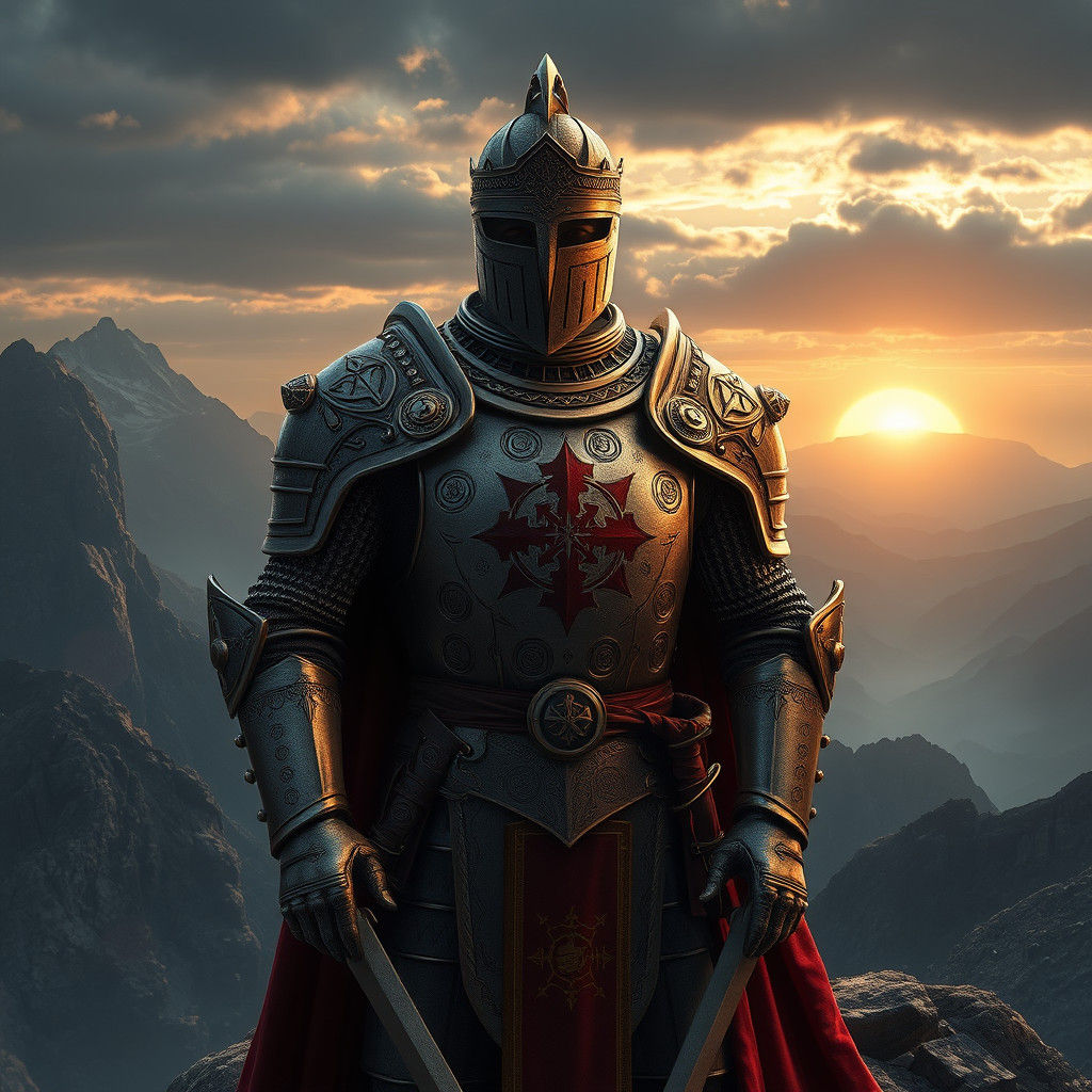 Majestic Knight Templar in Ornate Armor