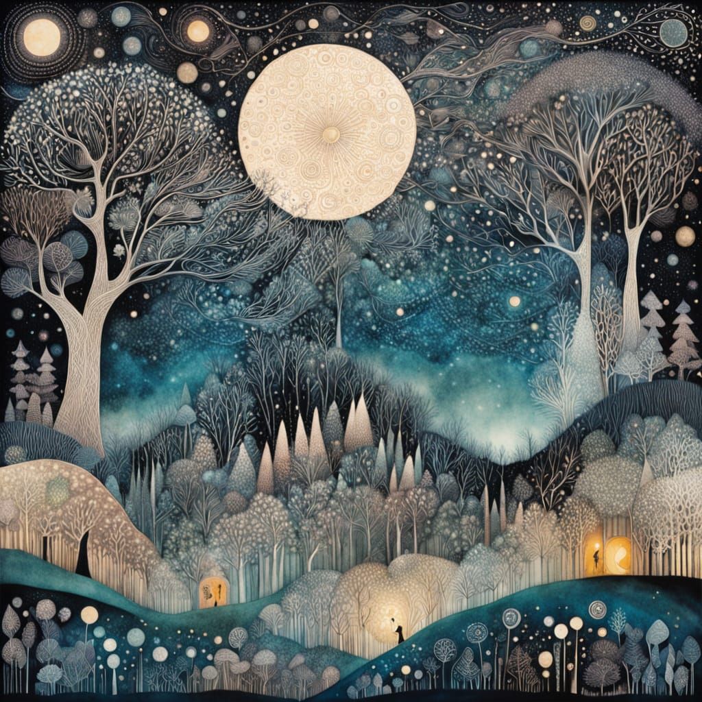 Mysterious Forest Under Starry Sky