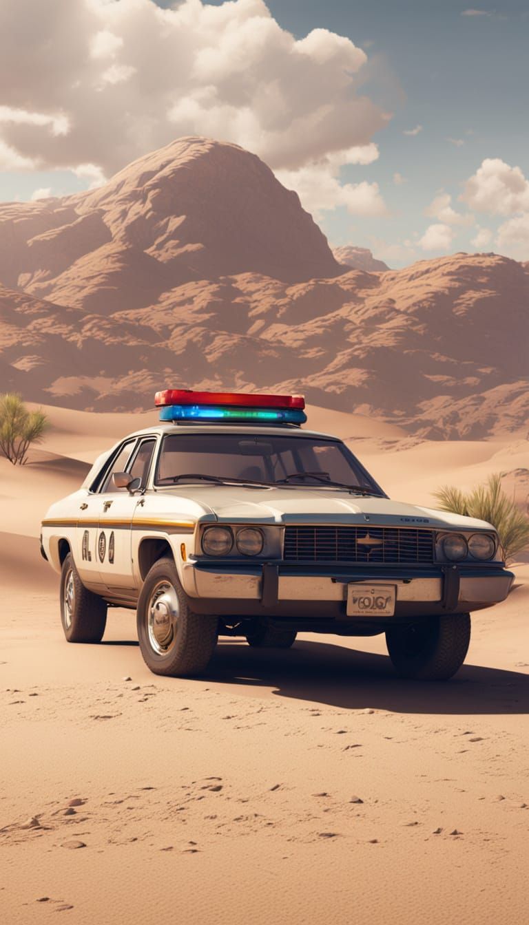 Two Handsome Men in Hyperrealistic Police Gear Pose in the D...