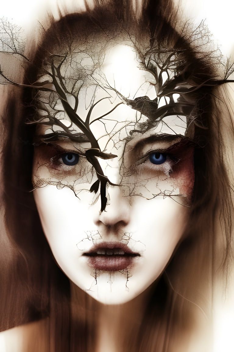 Double Exposure Portrait of Two Beautiful Women