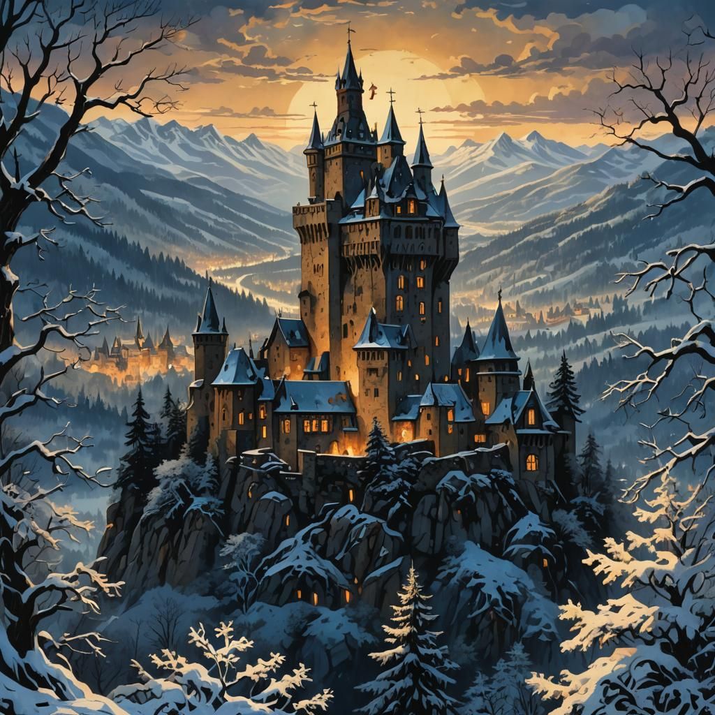 Medieval Candlelit Tower in Hyperrealistic Style