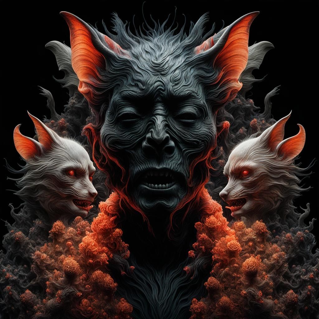 Double Exposure Koi and Kitsune Body Horror