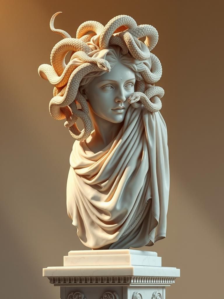 marble statue of Medusa from Greek mythology