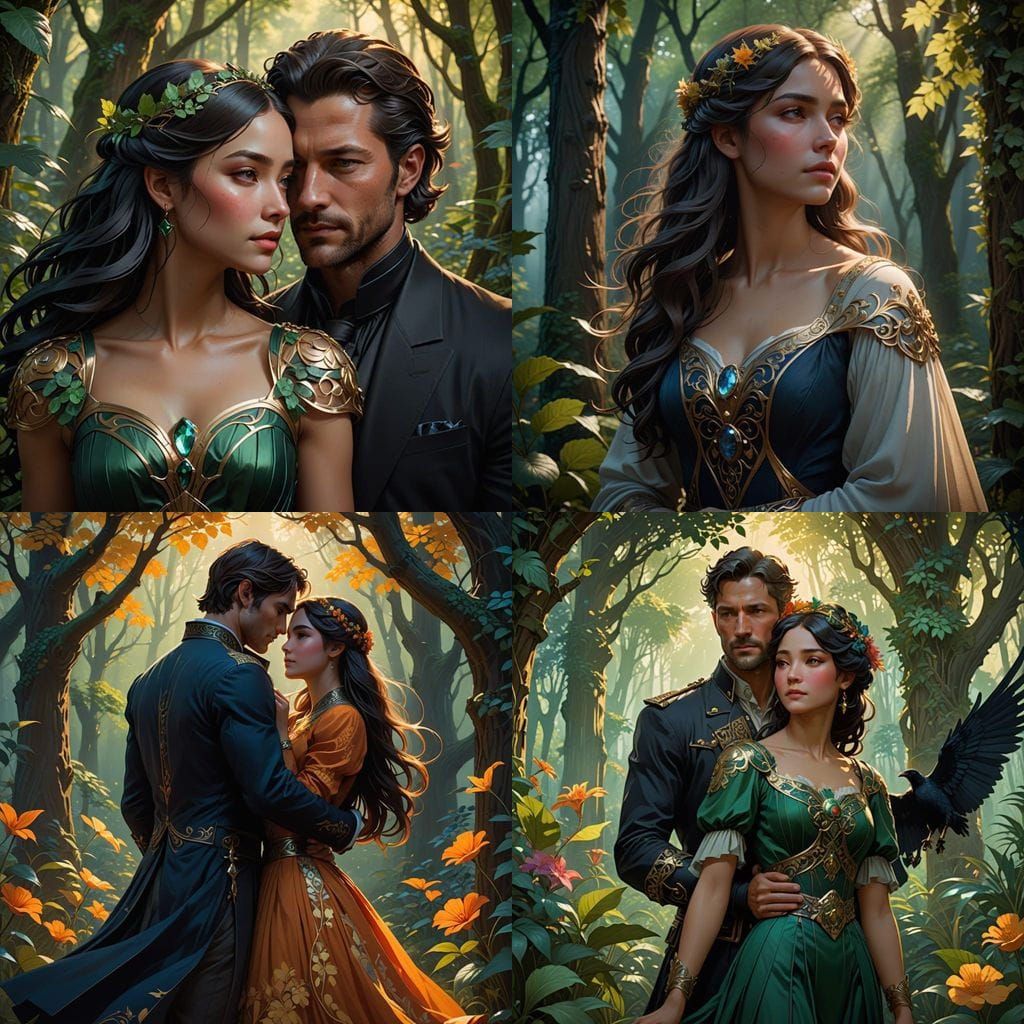 Ethereal Forest Encounter in Vibrant Triadic Colors